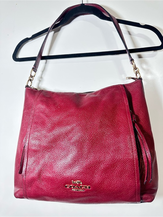 Coach Handbags - Coach Marlon Hobo Bag Refined Pebble Leather Burgundy Gold F79994
